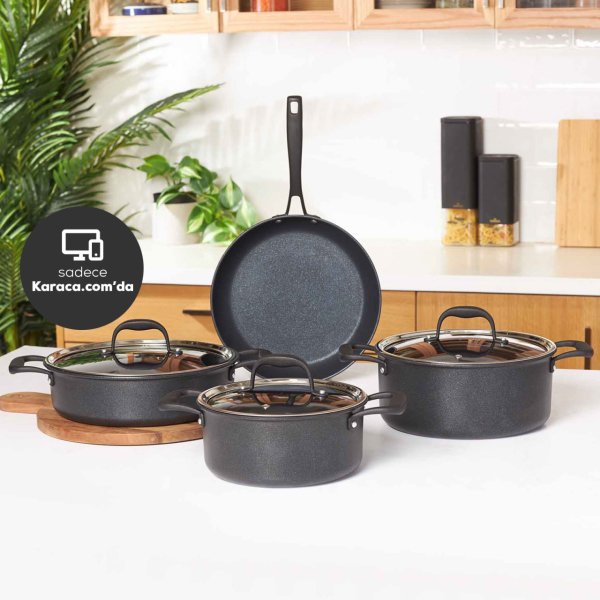 Karaca Bio Diamond Pro Black Edition 7 Parça Tencere Seti