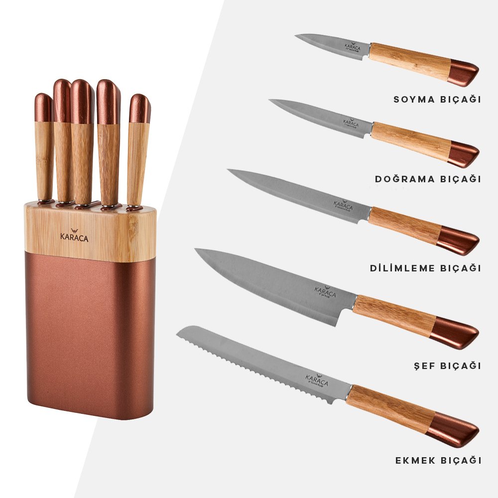 Karaca Maple Rosegold 6 Parça Bıçak Seti