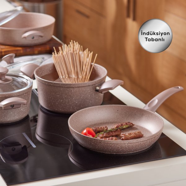 Karaca Biogranit Antik Rose New İndüksiyon Tabanlı 7 Parça Tencere Seti