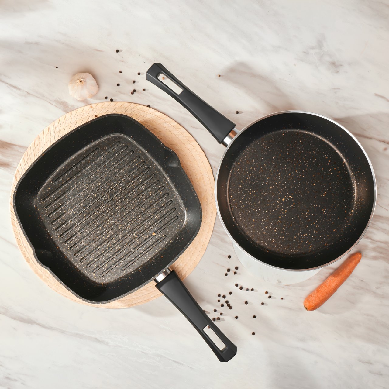 Karaca Biogranit Blackgold Tava+Grill Set