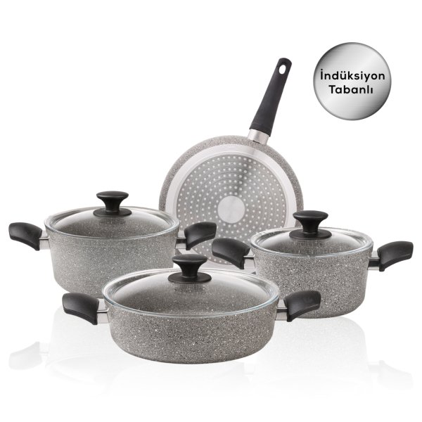 Karaca Biogranit Grey New 7 Parça Tencere Seti