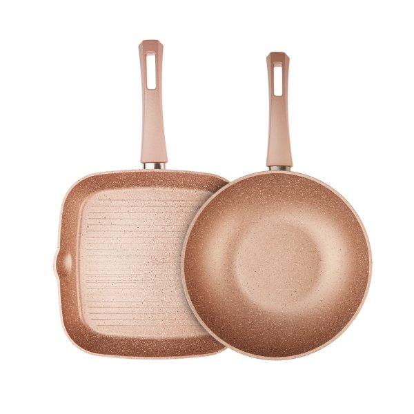 Karaca Biogranit Resogold Wok ve Grill Tava Set