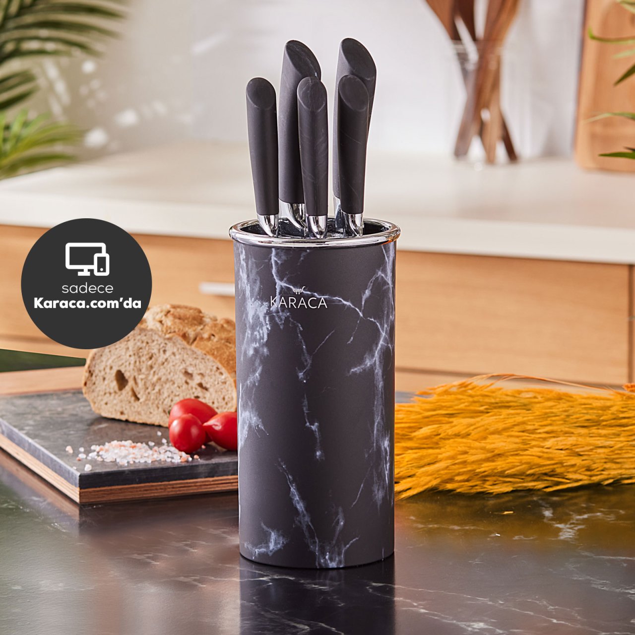 Karaca Black Marble 6 Parça Bıçak Seti