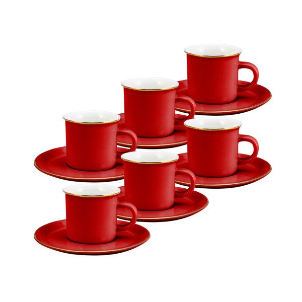 Emsan Kısmet Kırmızı 6 Kişilik Kahve Fincan Takımı 90 ml