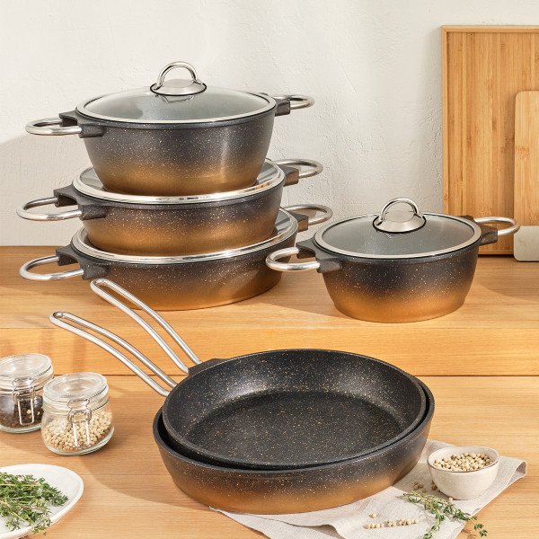 Emsan Kuvars Siyah Gold Karnıyarık Tenceresi 26 cm 3 lt