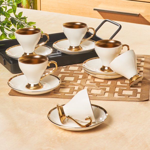 Emsan Luxury Beyaz 6 Kişilik Kahve Fincan Takımı 90 ml