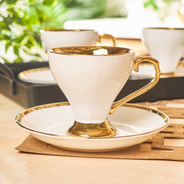 Emsan Luxury Beyaz 6 Kişilik Kahve Fincan Takımı 90 ml