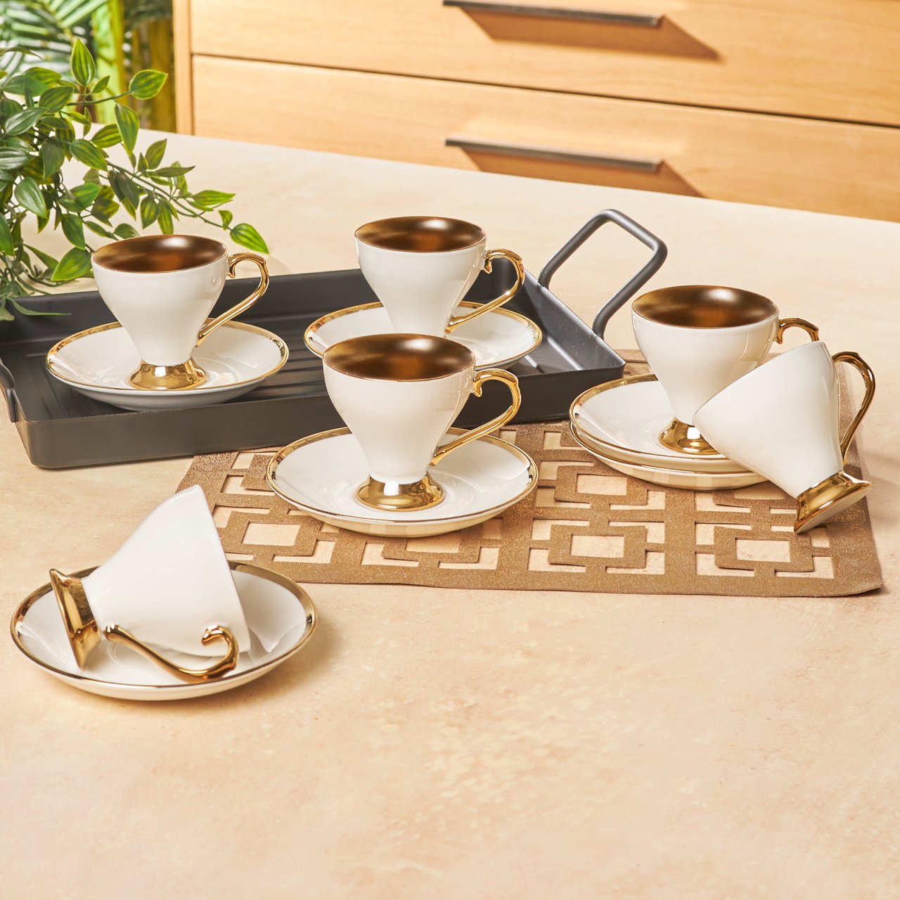 Emsan Luxury Beyaz 6 Kişilik Kahve Fincan Takımı 90 ml