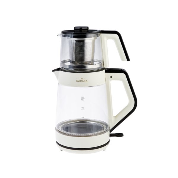 Karaca Retro Krem Cam Led Işıklı Çay Makinesi