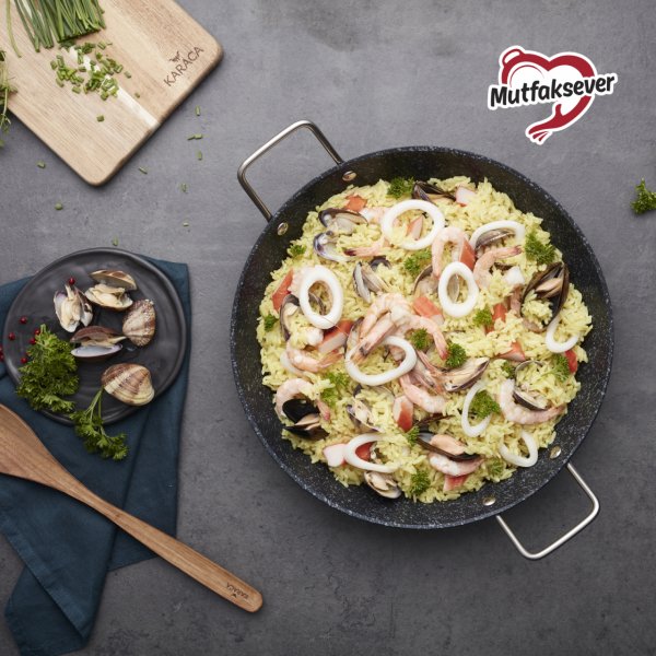 Karaca Mutfaksever Biogranit İndüksiyon Tabanlı Paella Tavası 28cm