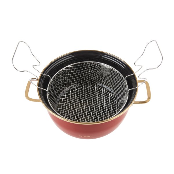 Emsan Nostalji Emaye Kırmızı Kızartma Tenceresi