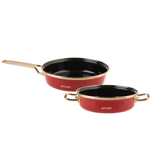 Emsan Nostalji Emaye Kırmızı Tava Sahan Set