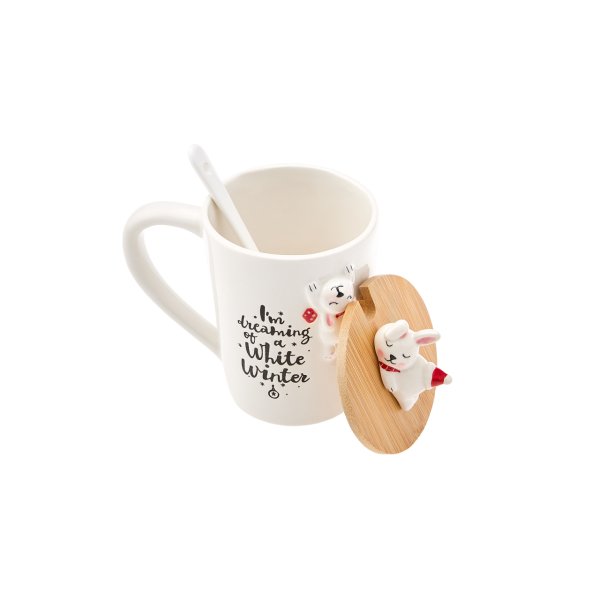 Karaca New Year Rabbit With Spoon Mug 375 ml