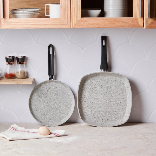 Emsan Premium Granit Grey Krep Grill Seti