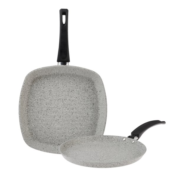 Emsan Premium Granit Grey Krep Grill Seti