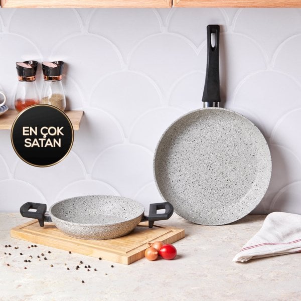 Emsan Premium Granit Grey Tava ve Sahan Seti