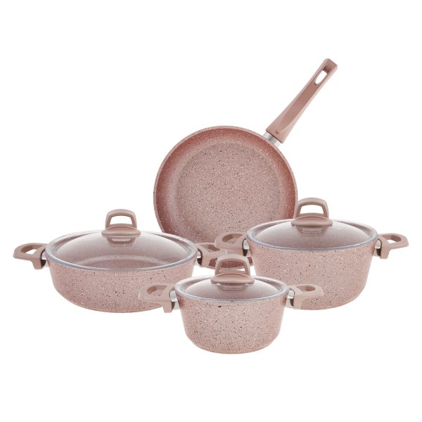 Emsan Premium-S Pro Gold Pink 7 Parça Granit Tencere Seti