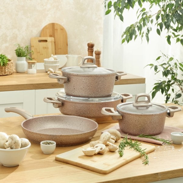 Emsan Premium-S Pro Gold Pink 7 Parça Granit Tencere Seti