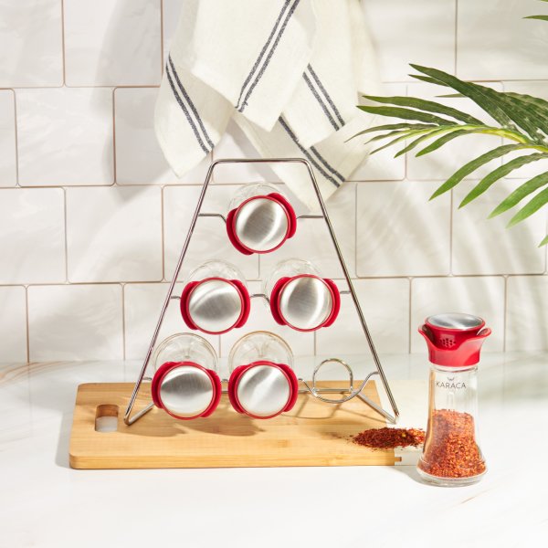 Karaca Nori Üçgen 7 Parça Baharat Takımı Red