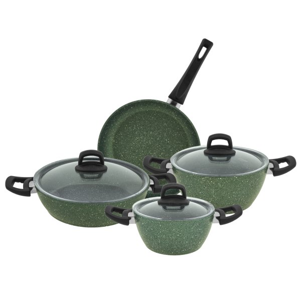 Emsan Shinning 7 Parça Granit Tencere Seti Haki