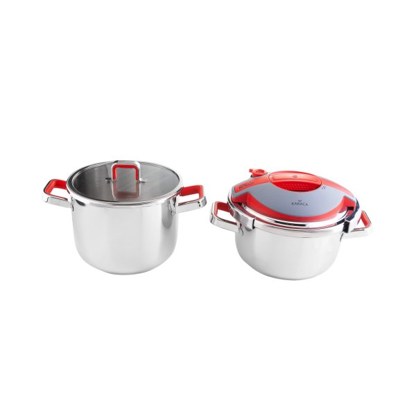 Karaca Orbit Kırmızı Düdüklü Tencere Seti 4+6 Litre