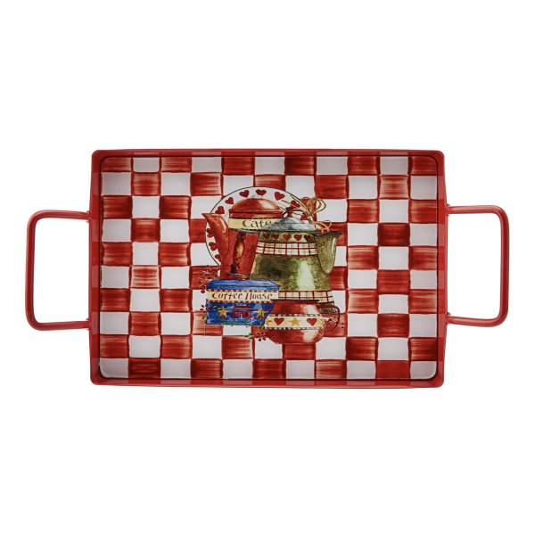 Emsan Teapot Kırmızı Küçük Tepsi 30x20 cm