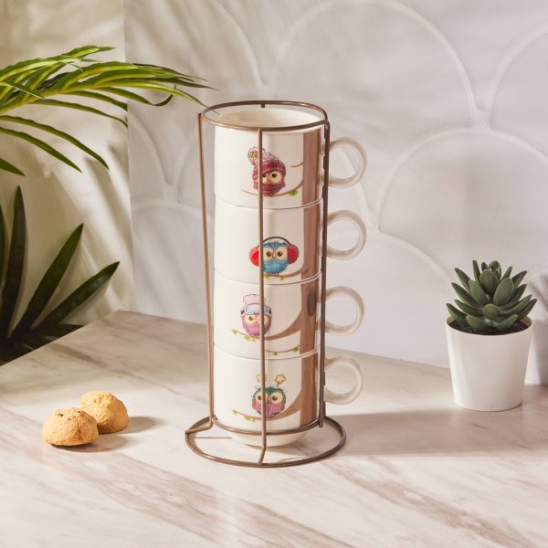 Karaca Owl 4\'lü Standlı Kupa 160 ml