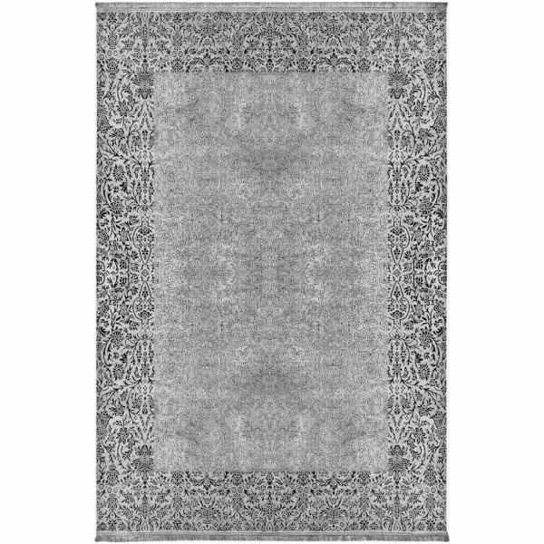 Kaşmir Halı Viskon Premium Damask Gri 80x300 cm