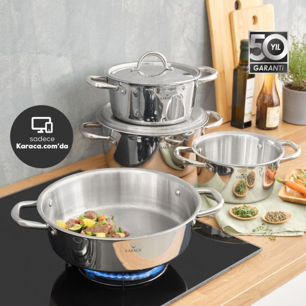 Karaca Power Steel 3Ply Konik 8 Parça Tencere Seti