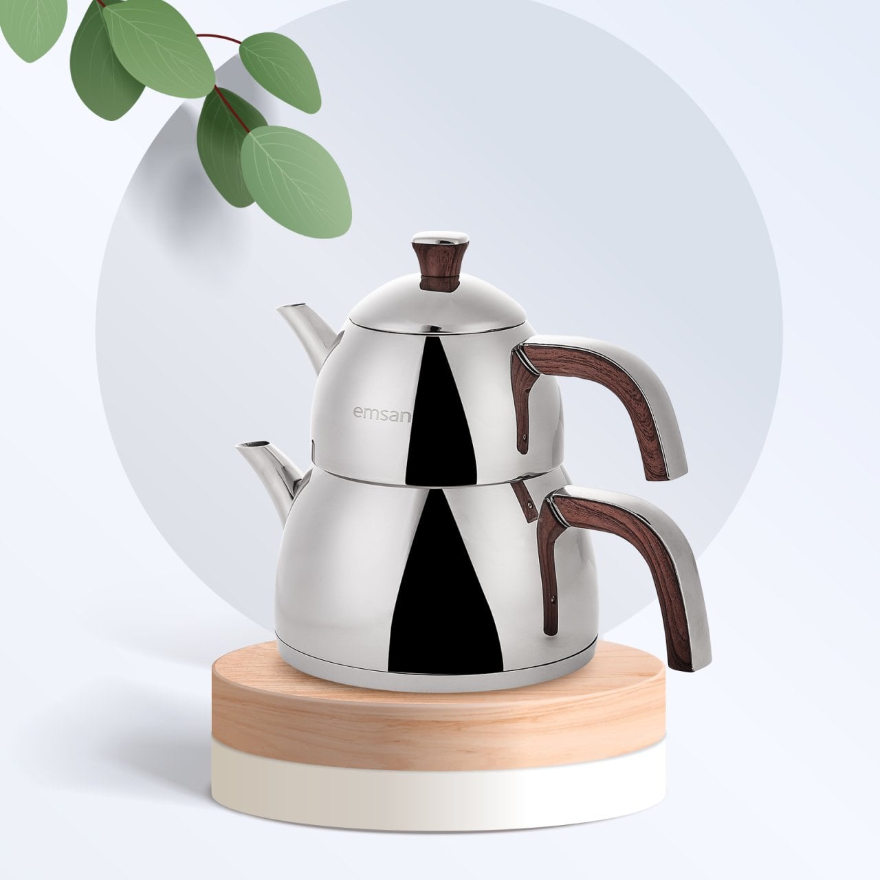 Emsan Yudum Midi İndüksiyon Tabanlı Wood Çaydanlık Takımı