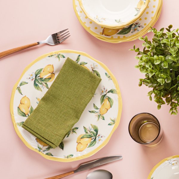 Karaca Puantiyeli Limon 24 Parça 6 Kişilik Porselen Yemek Takımı