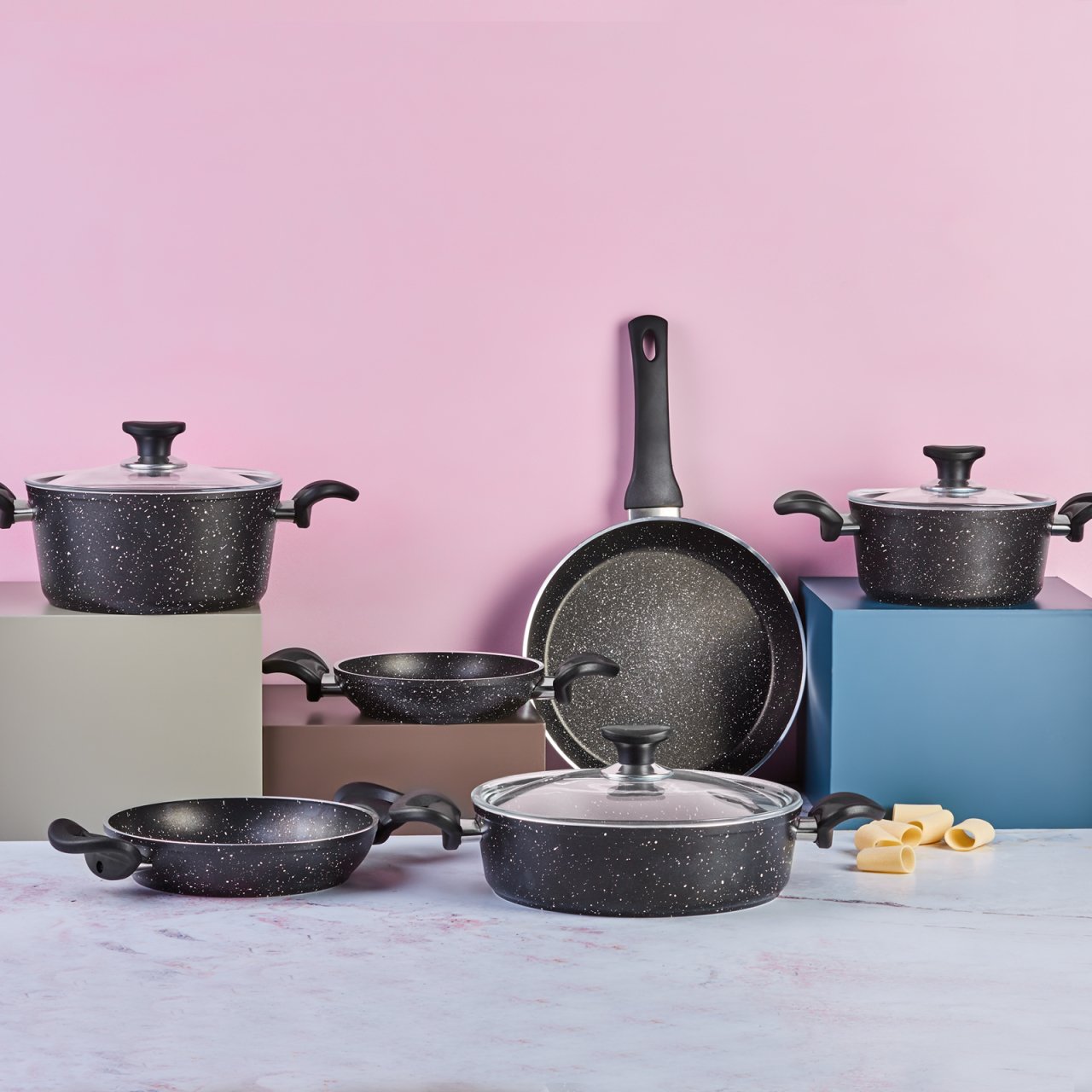 Apricot Bio Granit Mega Black 9 Parça Tencere Seti