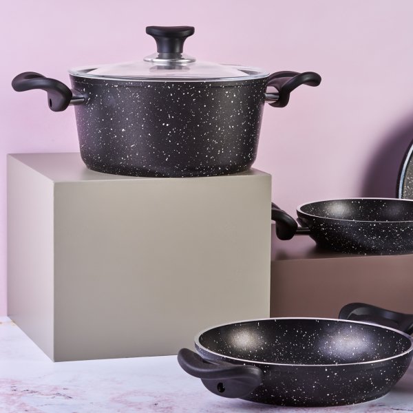 Apricot Bio Granit Mega Black 9 Parça Tencere Seti