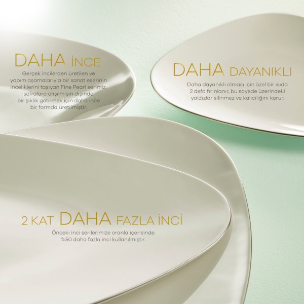 Karaca Fine Pearl Extra Trio Platin 62 Parça 12 Kişilik İnci Yemek Takımı