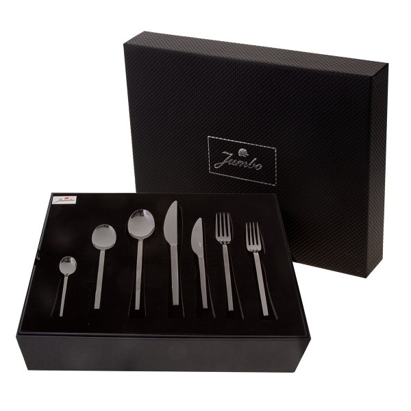 Jumbo 8100 Titanyum Siyah 84 Parça 12 Kişilik Çatal Kaşık Bıçak Seti