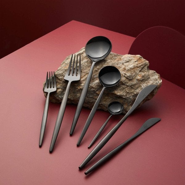 Jumbo 9000 Titanyum Siyah 84 Parça 12 Kişilik Çatal Kaşık Bıçak Seti