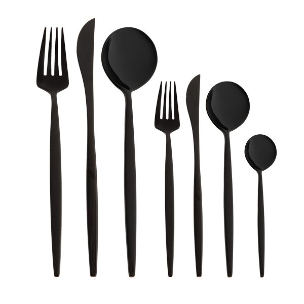 Jumbo 9000 Titanyum Siyah 84 Parça 12 Kişilik Çatal Kaşık Bıçak Seti