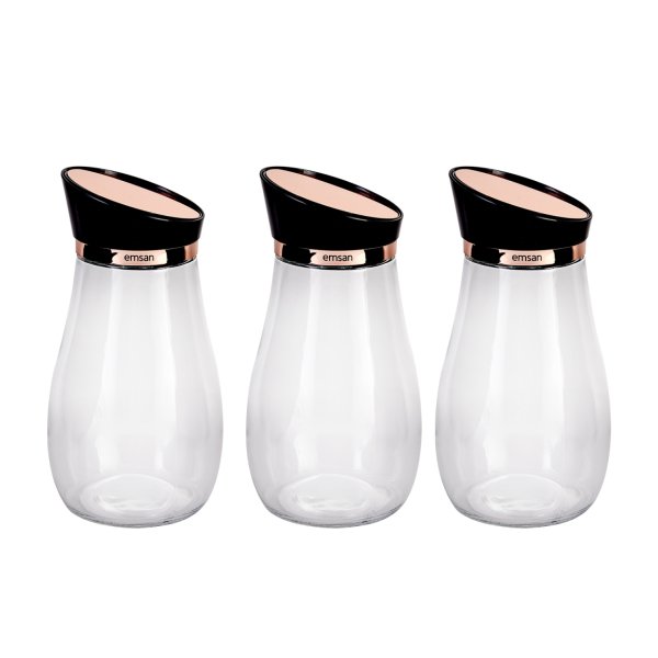 Emsan Alpha 3\'lü Büyük Kavanoz Rosegold
