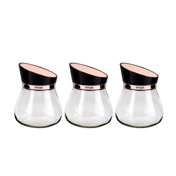 Emsan Alpha 3\'lü Küçük Kavanoz Seti Rosegold
