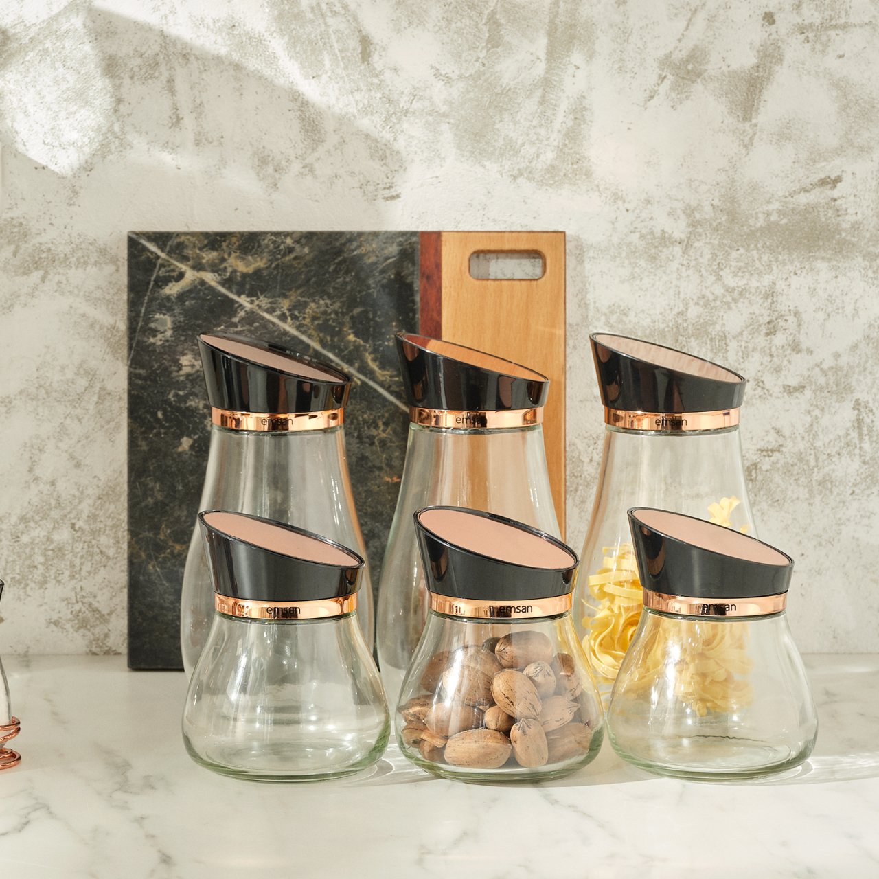 Emsan Alpha 3\'lü Küçük Kavanoz Seti Rosegold