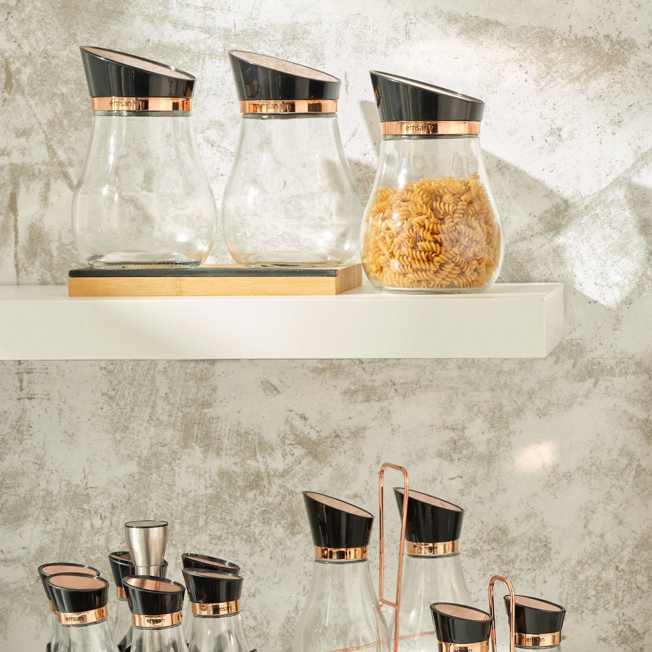 Emsan Alpha 3\'lü Orta Kavanoz Seti Rosegold