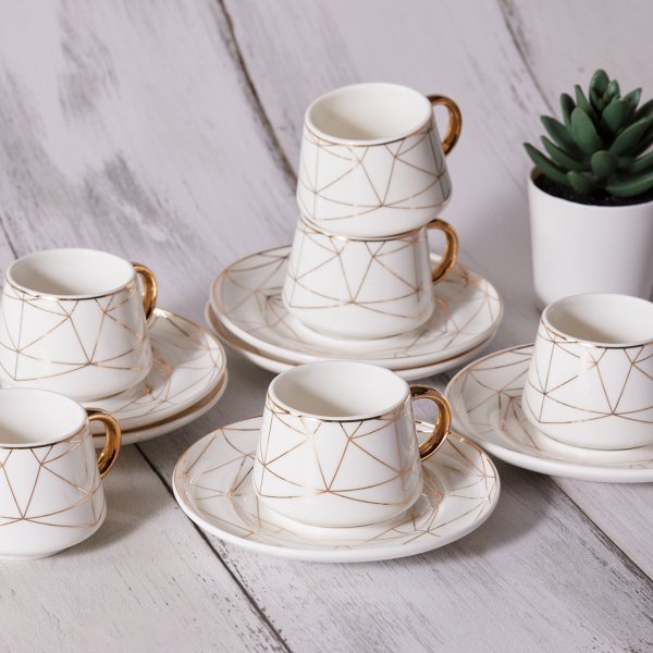 Emsan Altın Çağ Yeni 6 Kişilik Kahve Fincanı Takımı 80 ml