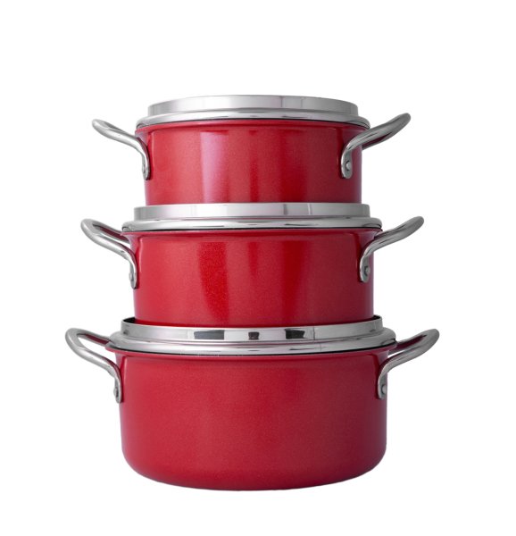 Emsan Aventura Granit Yüzeyli 6 Parça Kırmızı Tencere Seti