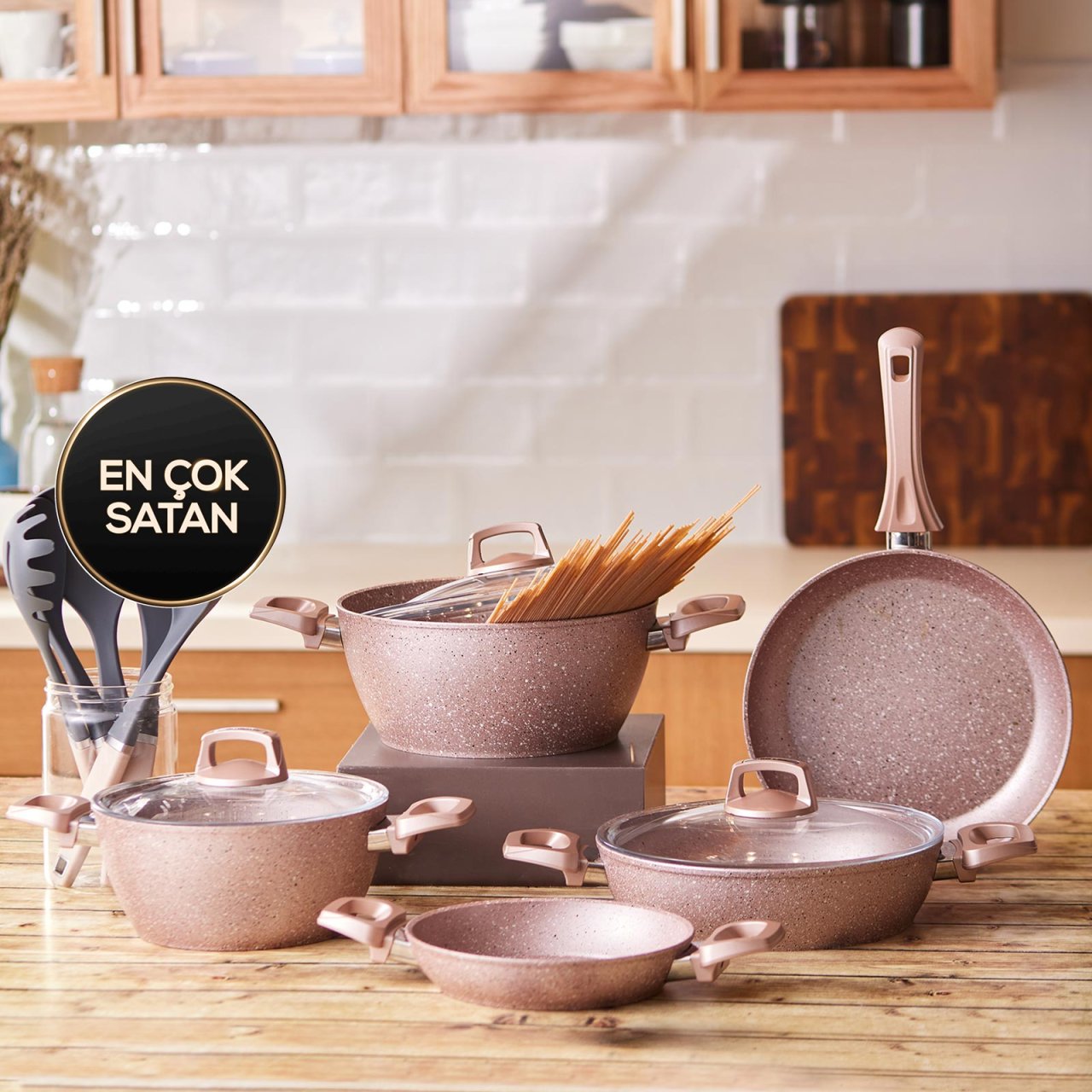 Emsan Brava Pro Pink 13 Parça Granit Tencere Seti