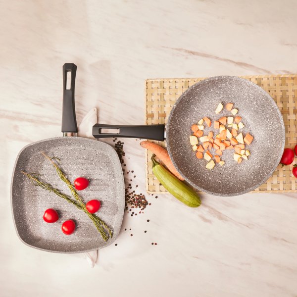 Karaca Gris Bio Granit Wok ve Grill Set