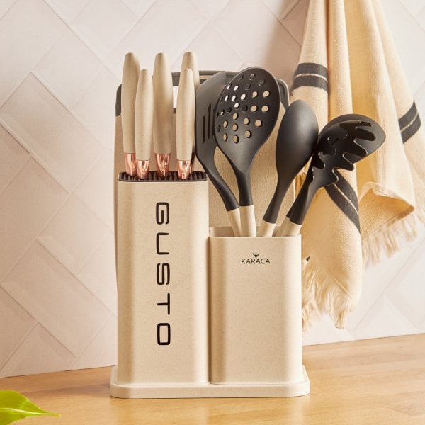 Karaca Gusto Krem 12 Parça Bıçak/Kesme Tahtası Seti