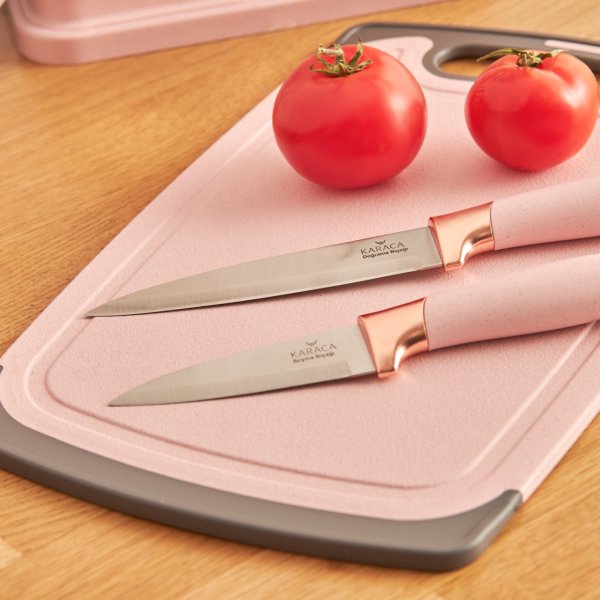 Karaca Gusto Pembe 12 Parça Bıçak/Kesme Tahtası Seti