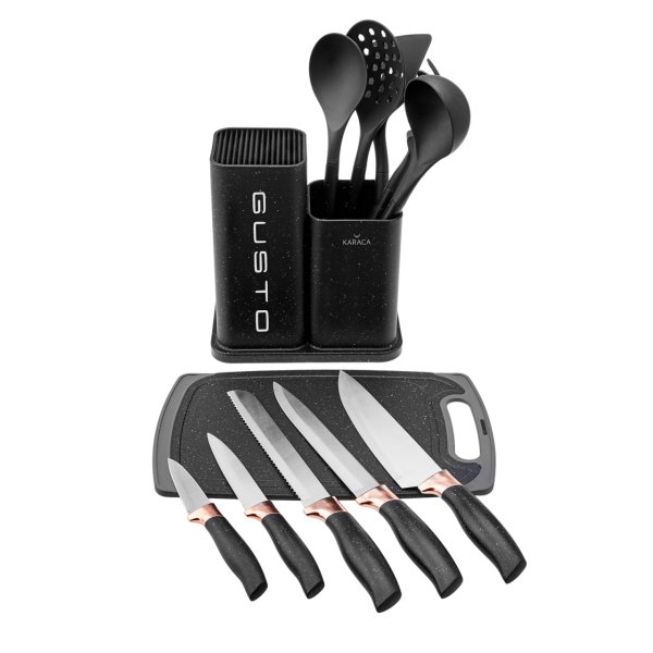 Karaca Gusto Siyah 12 Parça Bıçak/Kesme Tahtası Seti