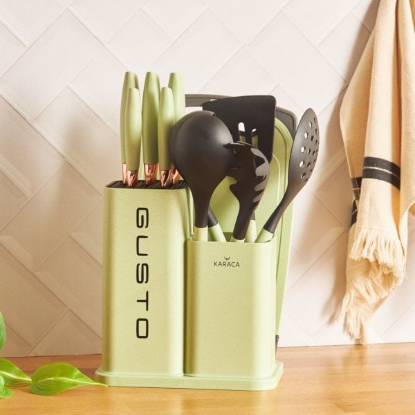 Karaca Gusto Yeşil 12 Parça Bıçak Kesme Tahtası Seti
