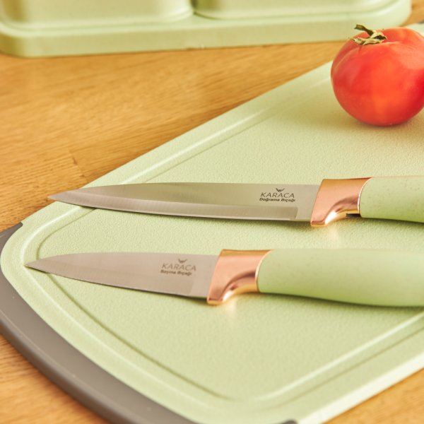 Karaca Gusto Yeşil 12 Parça Bıçak Kesme Tahtası Seti